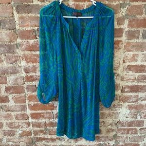 HALE BOB Sheer 100% Silk V-Neck Tunic Mini Dress S